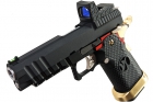 AW Custom \'Competitor\' Hi Capa Gas Blowback Pistol - Black w/ Red & Gold Trim