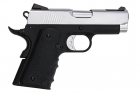 AW Custom NE10 Series 1911 Officer Size Gas Blowback Pistol - Silver Slide / Black Frame