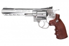 Gun Heaven (WinGun) 702 6 inch 6mm Co2 Revolver (Brown Grip) - Silver 